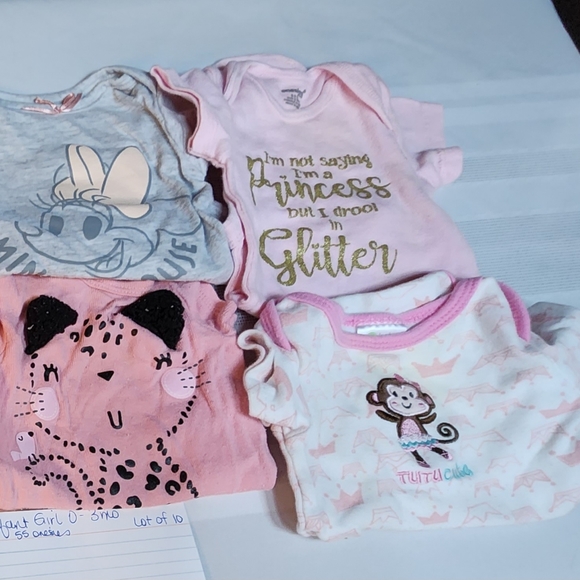 Infant Girl Onesies Lot of 10 size 0-3 mo. - Picture 3 of 3
